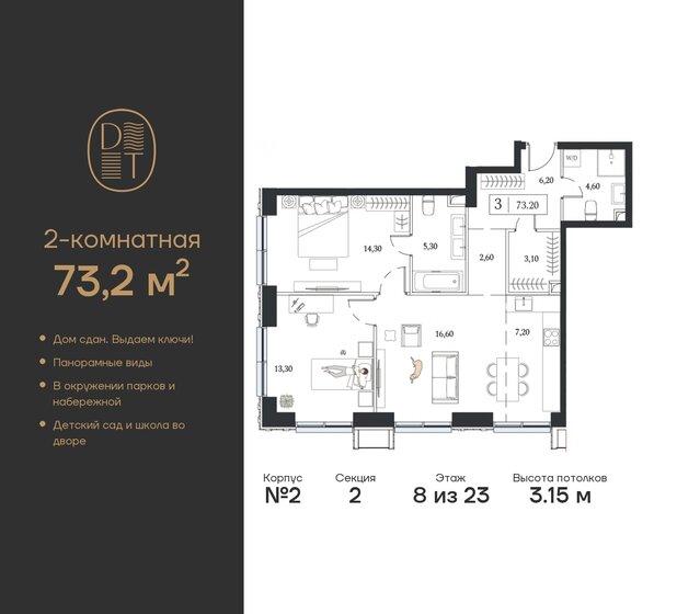 73,2 м², 2-комнатная квартира 32 953 946 ₽ - изображение 30