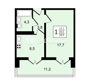 Квартира 39,8 м², 1-комнатная - изображение 1