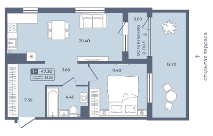 64,1 м², 1-комнатная квартира 10 200 000 ₽ - изображение 21