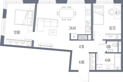 Квартира 62,5 м², 2-комнатная - изображение 1