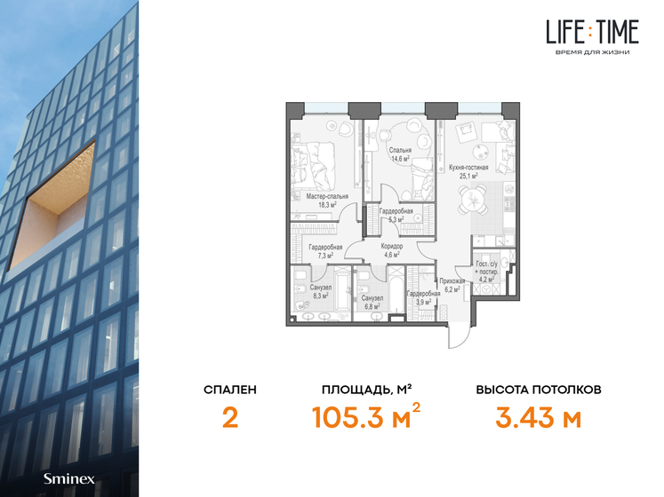 105,3 м², 3-комнатная квартира 88 200 000 ₽ - изображение 1