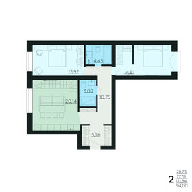Квартира 131,8 м², 2-комнатная - изображение 1