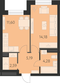 Квартира 37,8 м², 1-комнатная - изображение 1