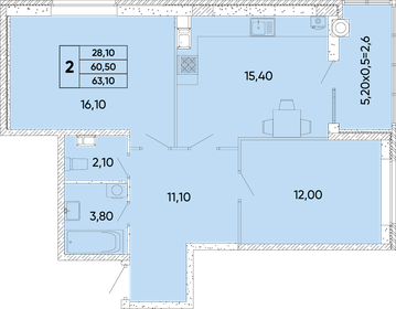 63,1 м², 2-комнатная квартира 6 915 760 ₽ - изображение 6