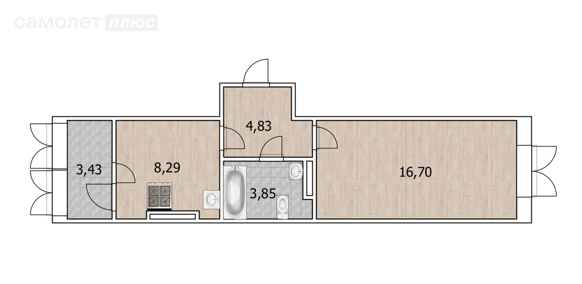 35,3 м², 1-комнатная квартира 5 130 000 ₽ - изображение 1