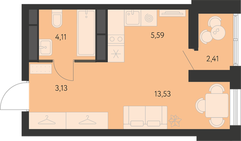 27,7 м², квартира-студия 4 068 000 ₽ - изображение 1