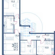 Квартира 81,4 м², 3-комнатная - изображение 2