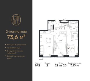 73,7 м², 2-комнатная квартира 37 954 948 ₽ - изображение 19