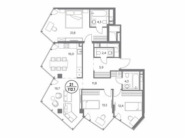 Квартира 112,1 м², 3-комнатная - изображение 1