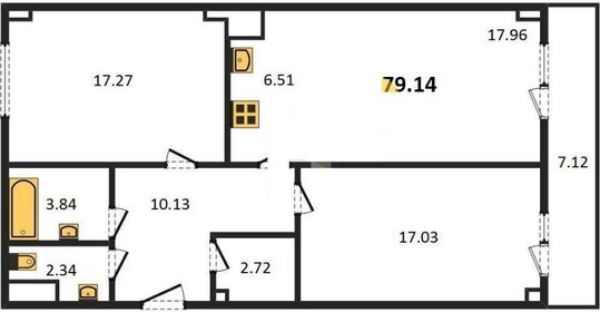 Квартира 79,1 м², 3-комнатная - изображение 1