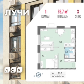 Квартира 36,7 м², 1-комнатная - изображение 1