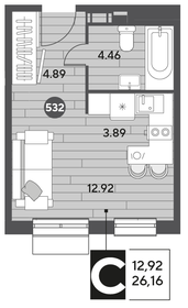 26,2 м², квартира-студия 4 999 176 ₽ - изображение 19