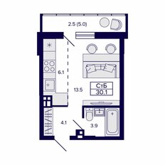 Квартира 30,1 м², студия - изображение 2