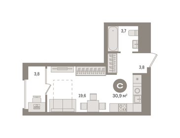 26 м², апартаменты-студия 7 000 000 ₽ - изображение 69