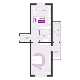 43 м², 1-комнатная квартира 3 500 000 ₽ - изображение 27