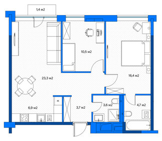 Квартира 70 м², 3-комнатные - изображение 1