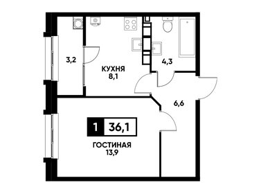 Квартира 36,1 м², 1-комнатная - изображение 1