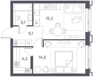 40,7 м², 1-комнатная квартира 25 771 240 ₽ - изображение 36