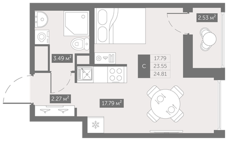 19 м², квартира-студия 3 600 000 ₽ - изображение 59