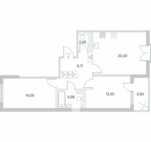 Квартира 64,3 м², 2-комнатная - изображение 1