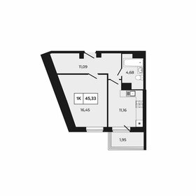 Квартира 45,3 м², 1-комнатная - изображение 1