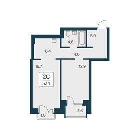 Квартира 53,1 м², 2-комнатная - изображение 1