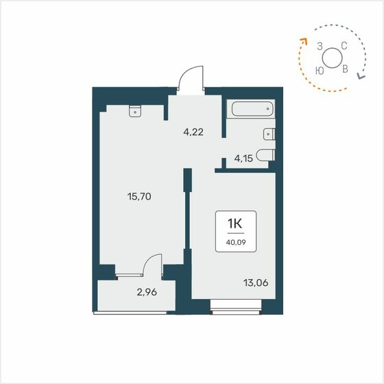 40,1 м², 1-комнатная квартира 5 800 000 ₽ - изображение 1