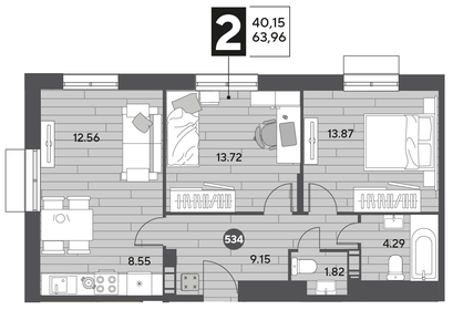 63,8 м², 3-комнатная квартира 9 300 000 ₽ - изображение 98