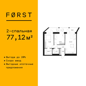 Квартира 77,1 м², 2-комнатная - изображение 1