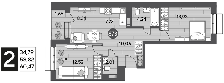 54,4 м², 2-комнатная квартира 9 000 000 ₽ - изображение 108