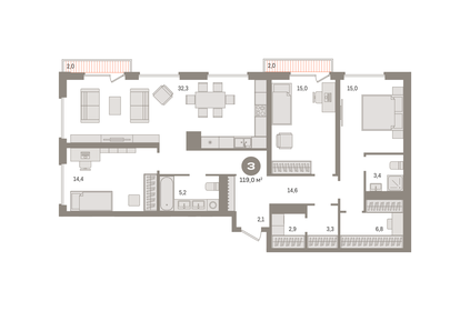 128,5 м², 4-комнатная квартира 21 900 000 ₽ - изображение 78