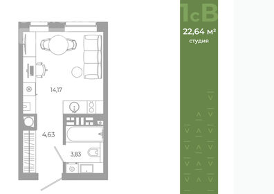 Квартира 22,6 м², студия - изображение 1