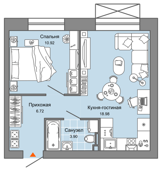 41 м², 2-комнатная квартира 6 126 624 ₽ - изображение 1