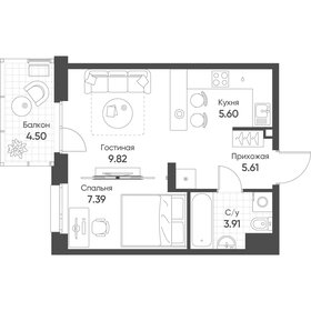 Квартира 33,7 м², 2-комнатная - изображение 1