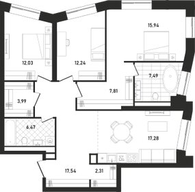 Квартира 103,1 м², 3-комнатная - изображение 1