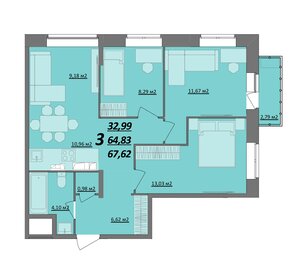 63,2 м², 3-комнатная квартира 4 400 000 ₽ - изображение 80