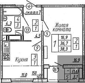 42,5 м², 1-комнатная квартира 2 950 000 ₽ - изображение 46