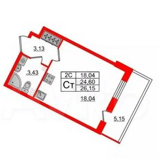 Квартира 24,7 м², студия - изображение 5