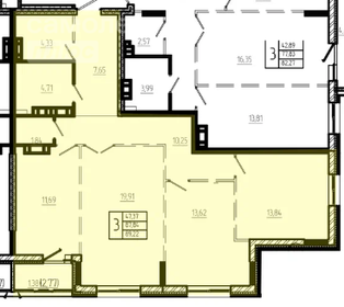 Квартира 89,2 м², 3-комнатная - изображение 2