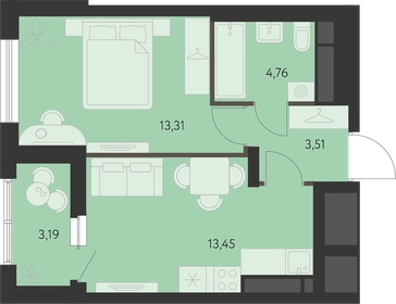 Квартира 36,9 м², 1-комнатная - изображение 1