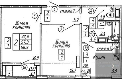 54,3 м², 2-комнатная квартира 5 700 000 ₽ - изображение 105