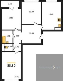 Квартира 83,3 м², 3-комнатная - изображение 1