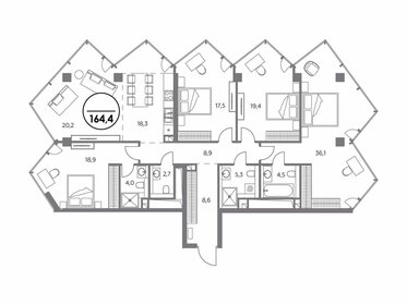 186,4 м², 4-комнатные апартаменты 132 890 152 ₽ - изображение 106