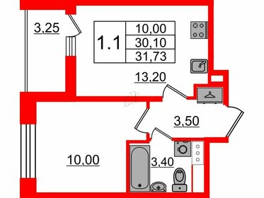 Квартира 30,1 м², 1-комнатная - изображение 1