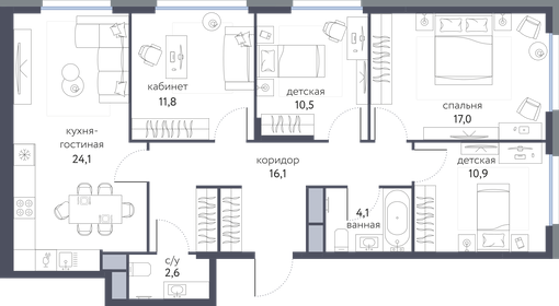 94,5 м², 4-комнатная квартира 26 000 000 ₽ - изображение 8