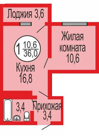 Квартира 36 м², 2-комнатная - изображение 2