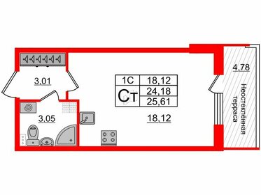 Квартира 24,2 м², студия - изображение 1