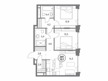 70 м², 3-комнатная квартира 44 200 000 ₽ - изображение 70