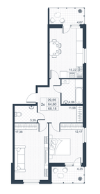 Квартира 68,2 м², 2-комнатная - изображение 1