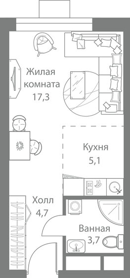 30,8 м², квартира-студия 8 185 100 ₽ - изображение 6